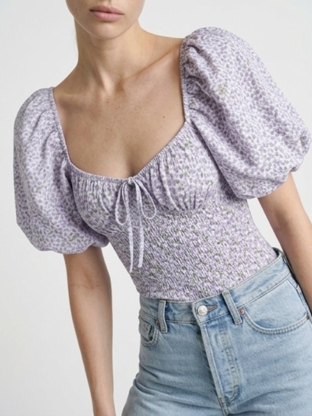 Lulus Flourishing Florals Lilac Floral Smocked Puff Sleeve
Bodysuit